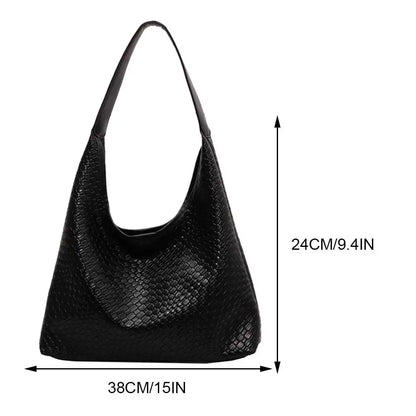 Elarova | Damen Vielseitige Schultertasche aus weichem Leder mit gewebtem HoboDesign