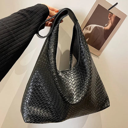 Elarova | Damen Vielseitige Schultertasche aus weichem Leder mit gewebtem HoboDesign