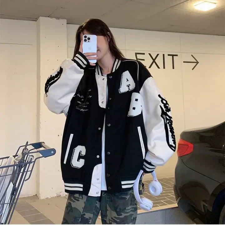 Elarova | Damen Vintage Bomber Baseballjacke Plus-Size