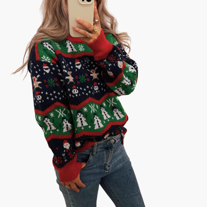 Elarova | Damen Weihnachts Pullover mit festlichem Motiv