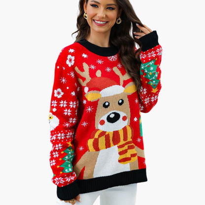 Elarova | Damen Weihnachts pullover mit Rentiermuster