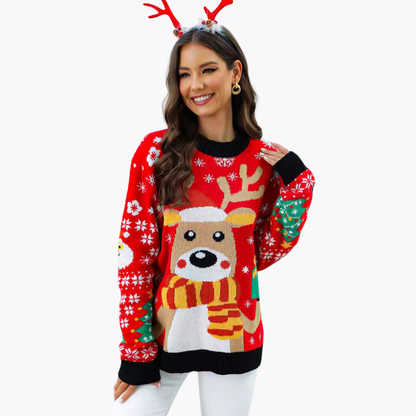 Elarova | Damen Weihnachts pullover mit Rentiermuster