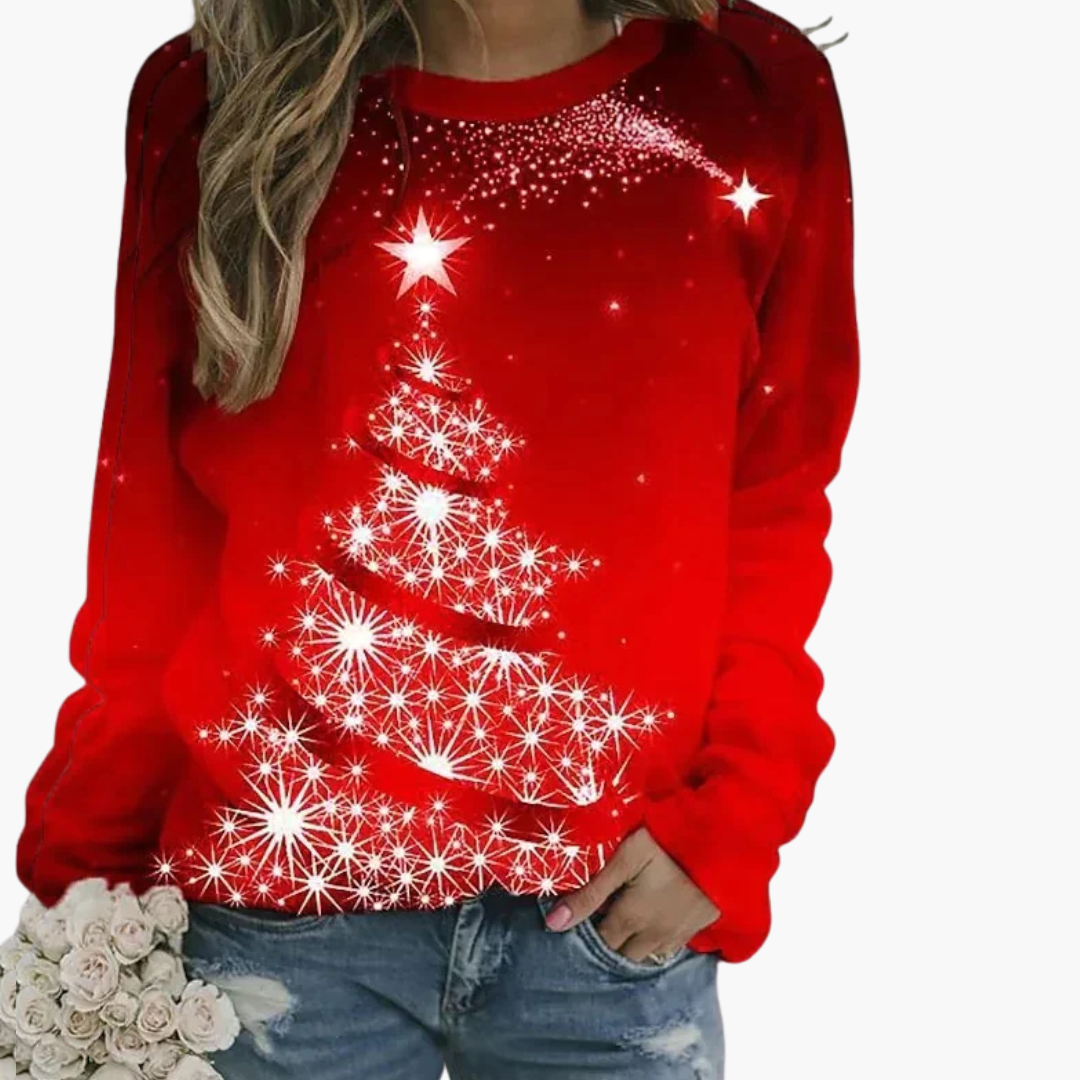 Elarova | Damen Weihnachtspullover mit Rentier und Schneemann-Print