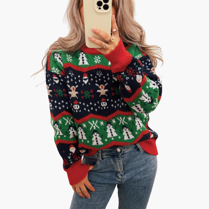 Elarova | Damen Weihnachtspullover mit festlichem Muster