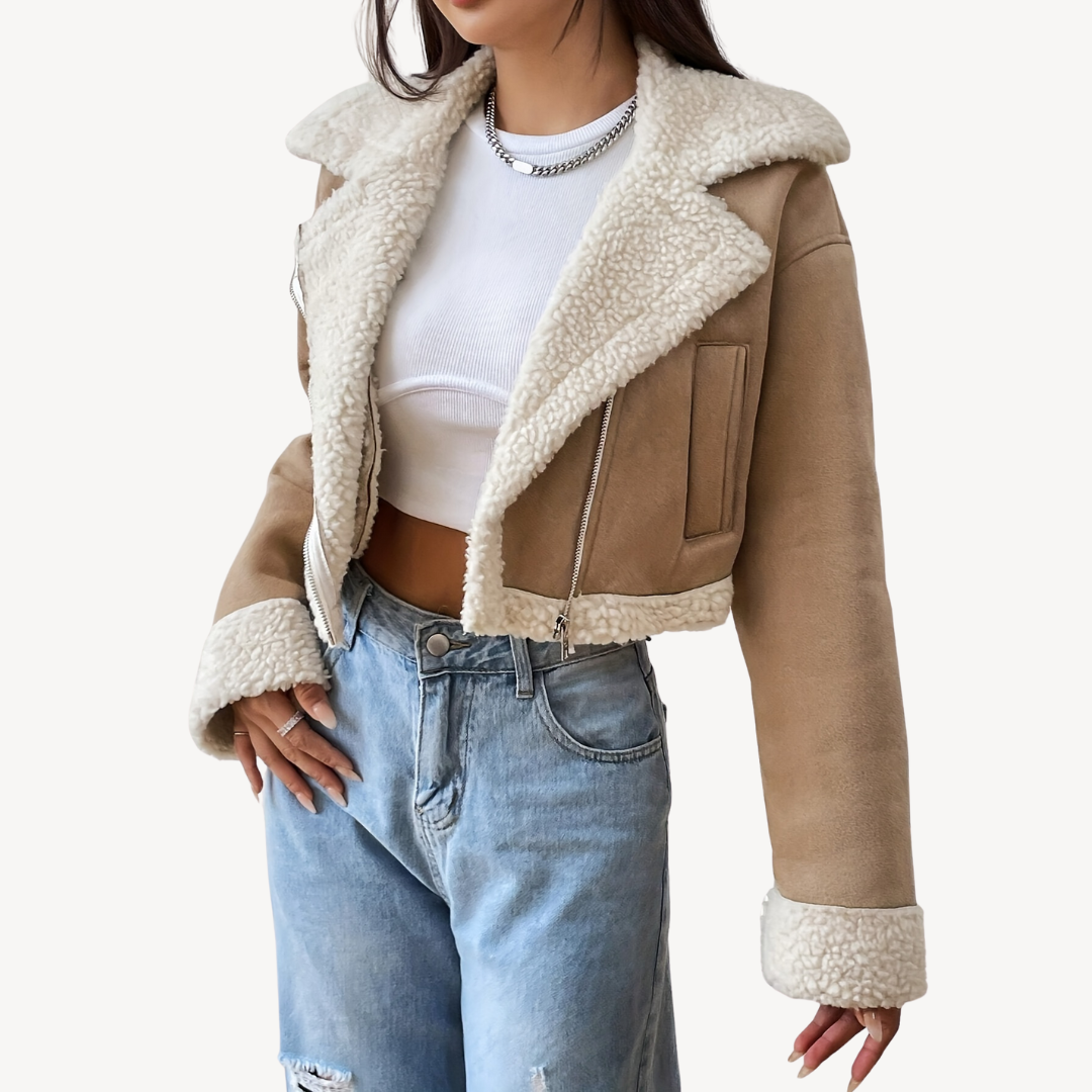 Elarova | Damen-Wildlederjacke aus Kunstpelz