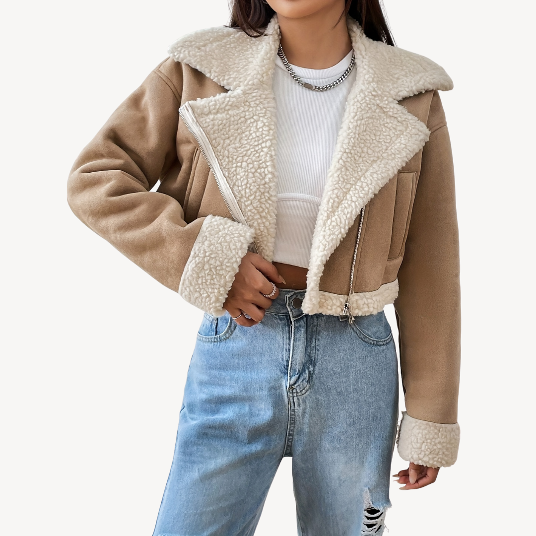 Elarova | Damen-Wildlederjacke aus Kunstpelz