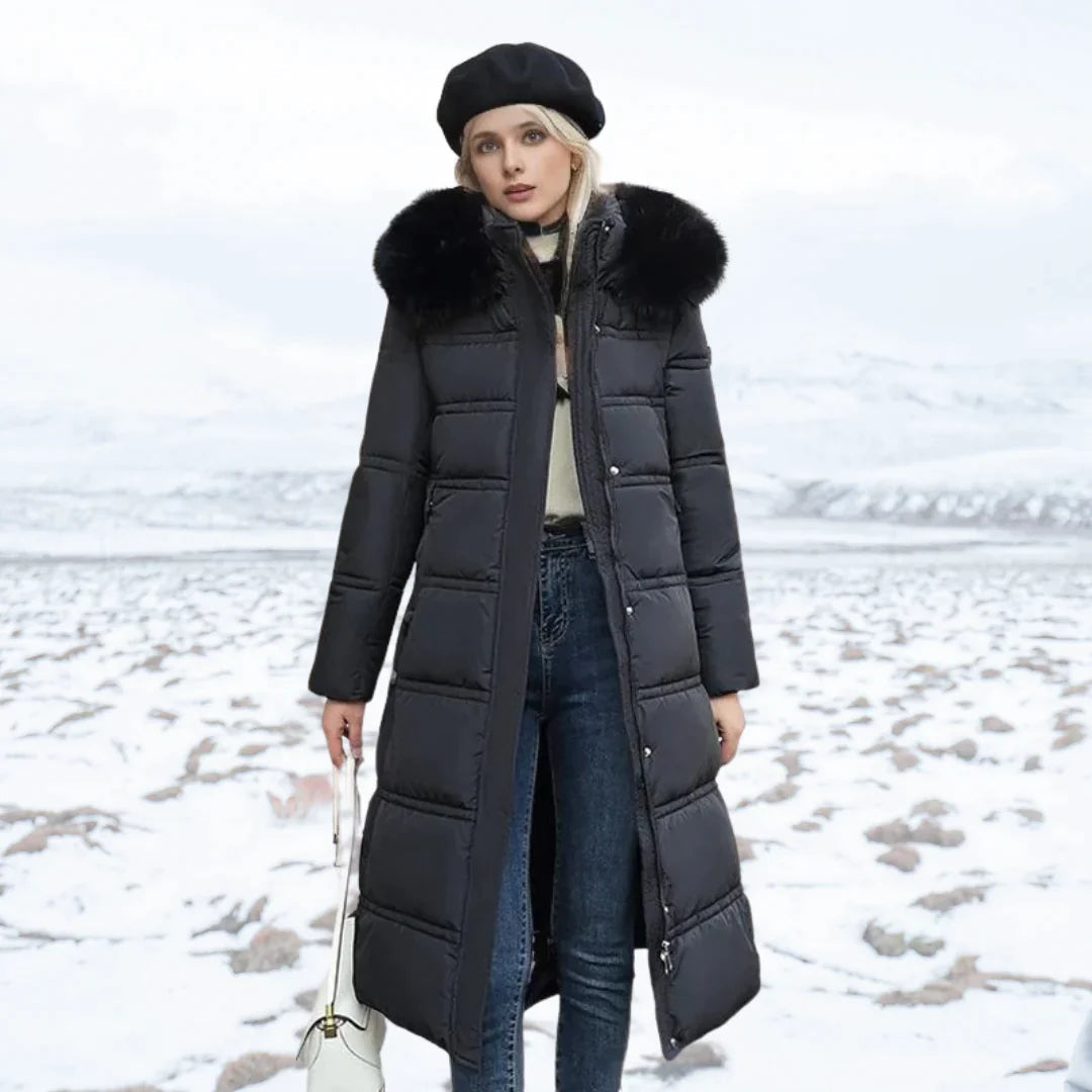 Elarova | Damen Winterjacke Warme gefütterte Jacke mit Kunstfellkragen