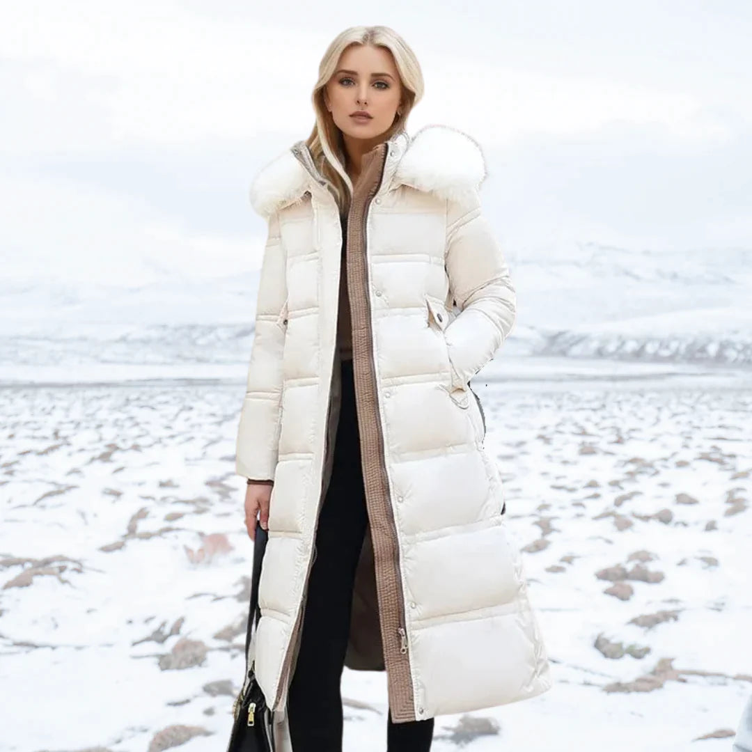 Elarova | Damen Winterjacke Warme gefütterte Jacke mit Kunstfellkragen