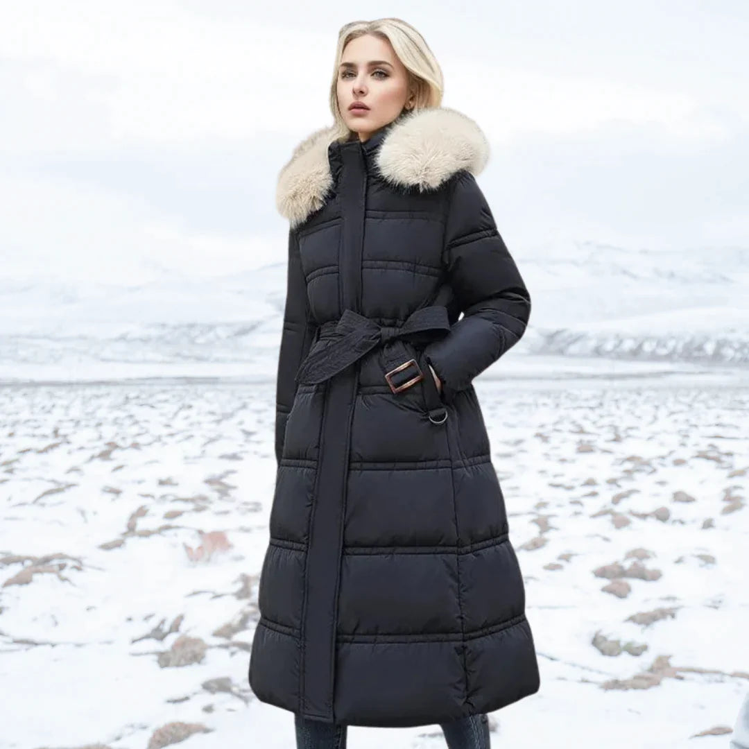 Elarova | Damen Winterjacke Warme gefütterte Jacke mit Kunstfellkragen