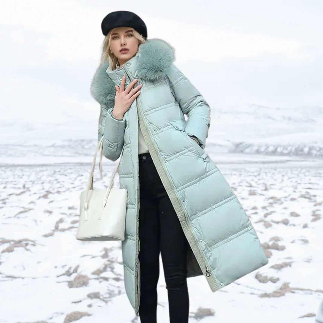 Elarova | Damen Winterjacke Warme gefütterte Jacke mit Kunstfellkragen