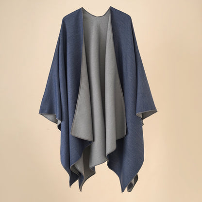 Elarova | Damen WohlfühlPoncho aus weichem Wollmix mit elegantem Schnitt