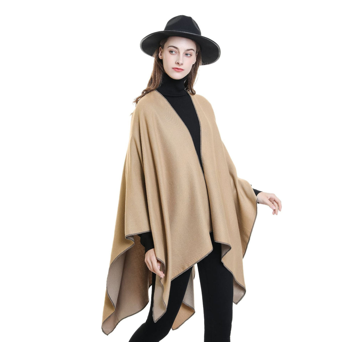 Elarova | Damen WohlfühlPoncho aus weichem Wollmix mit elegantem Schnitt
