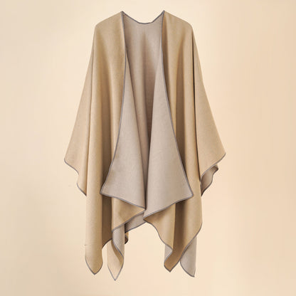 Elarova | Damen WohlfühlPoncho aus weichem Wollmix mit elegantem Schnitt