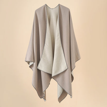 Elarova | Damen WohlfühlPoncho aus weichem Wollmix mit elegantem Schnitt