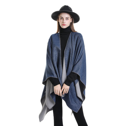 Elarova | Damen WohlfühlPoncho aus weichem Wollmix mit elegantem Schnitt