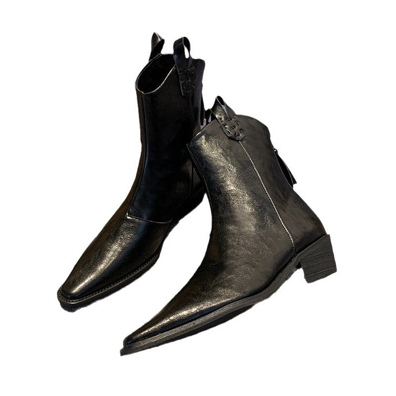 Elarova | Damen elegante ChelseaStiefeletten mit spitzem ZehenDesign und robustem Blockabsatz