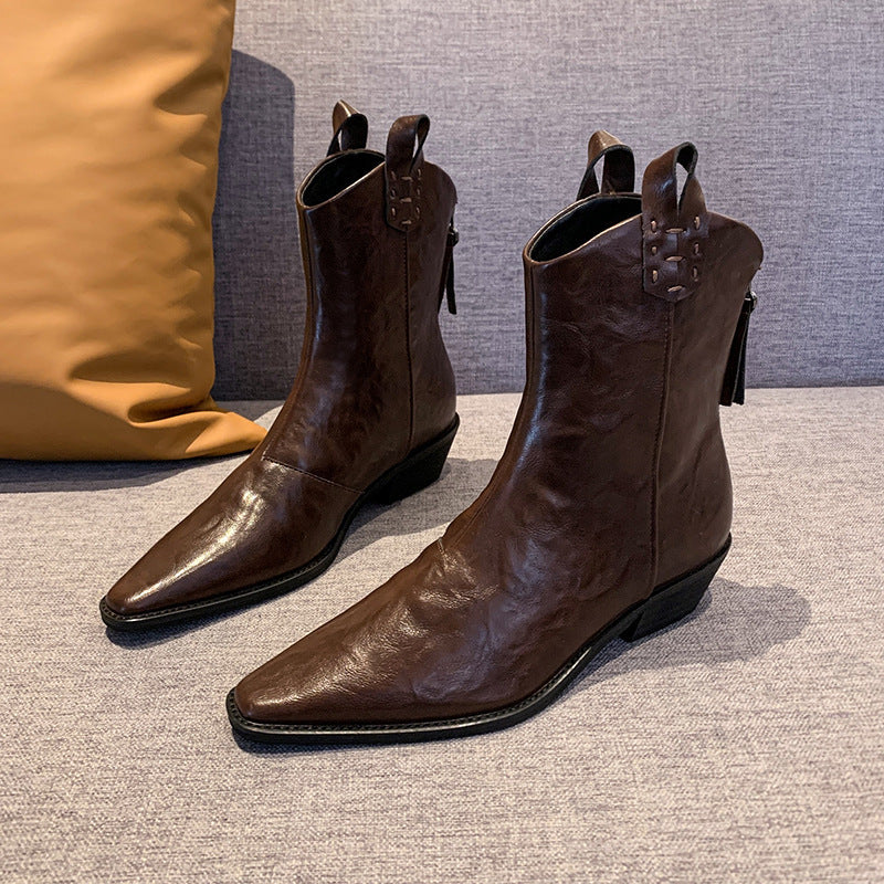 Elarova | Damen elegante ChelseaStiefeletten mit spitzem ZehenDesign und robustem Blockabsatz