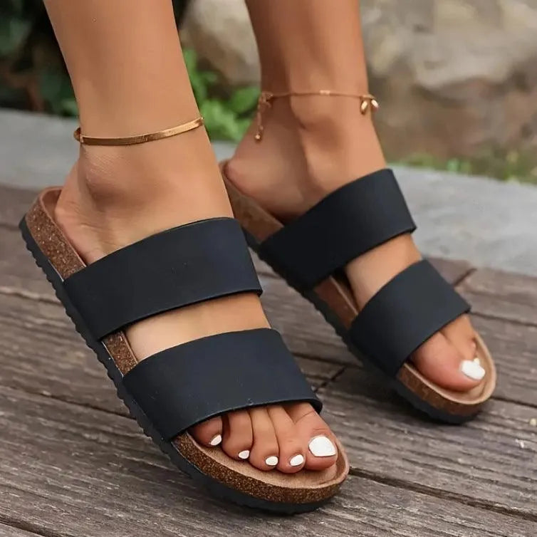 Elarova | Damen flache Strand-Sandalen mit offener Spitze