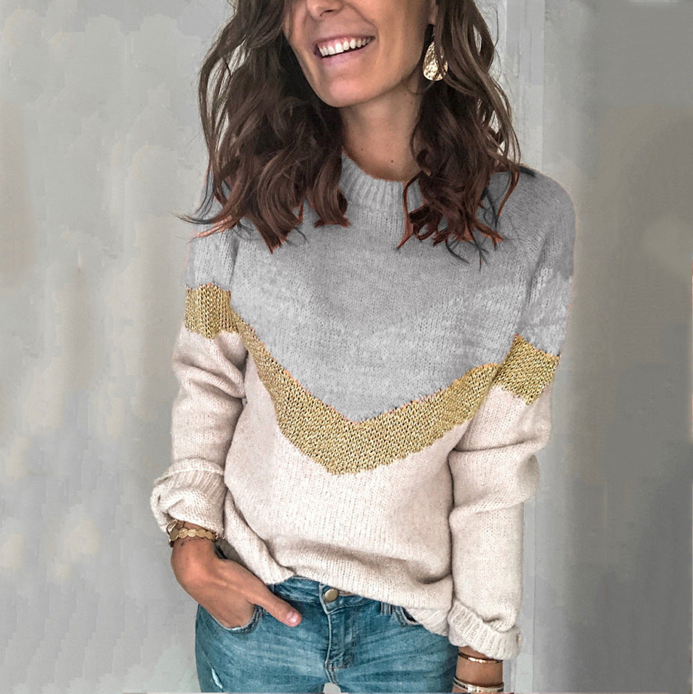 Elarova | Damen gemusterter Pullover mit grafischem Strickdesign