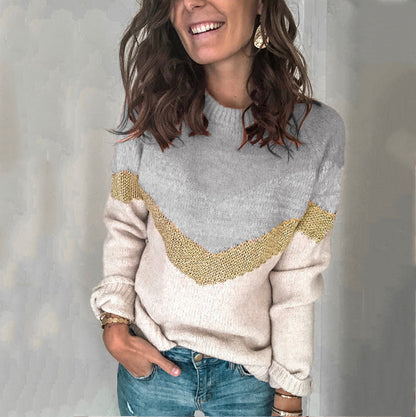 Elarova | Damen gemusterter Pullover mit grafischem Strickdesign