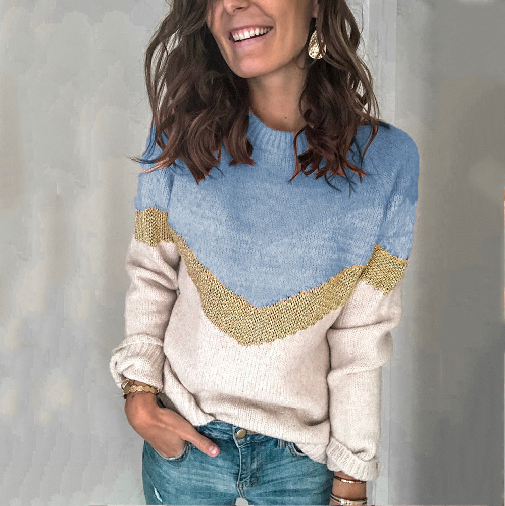 Elarova | Damen gemusterter Pullover mit grafischem Strickdesign