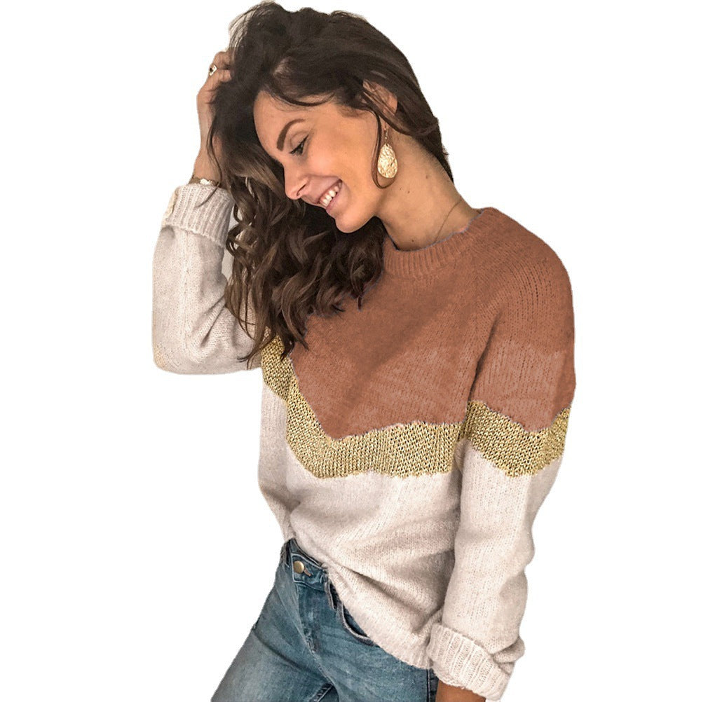 Elarova | Damen gemusterter Pullover mit grafischem Strickdesign