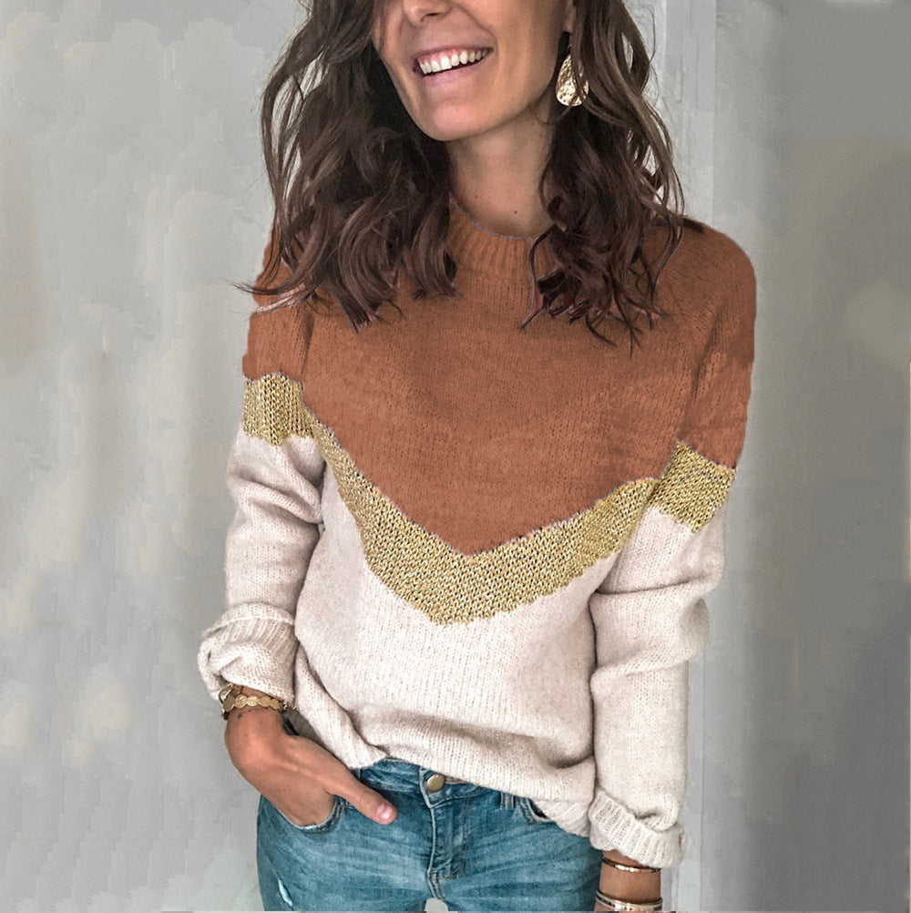 Elarova | Damen gemusterter Pullover mit grafischem Strickdesign