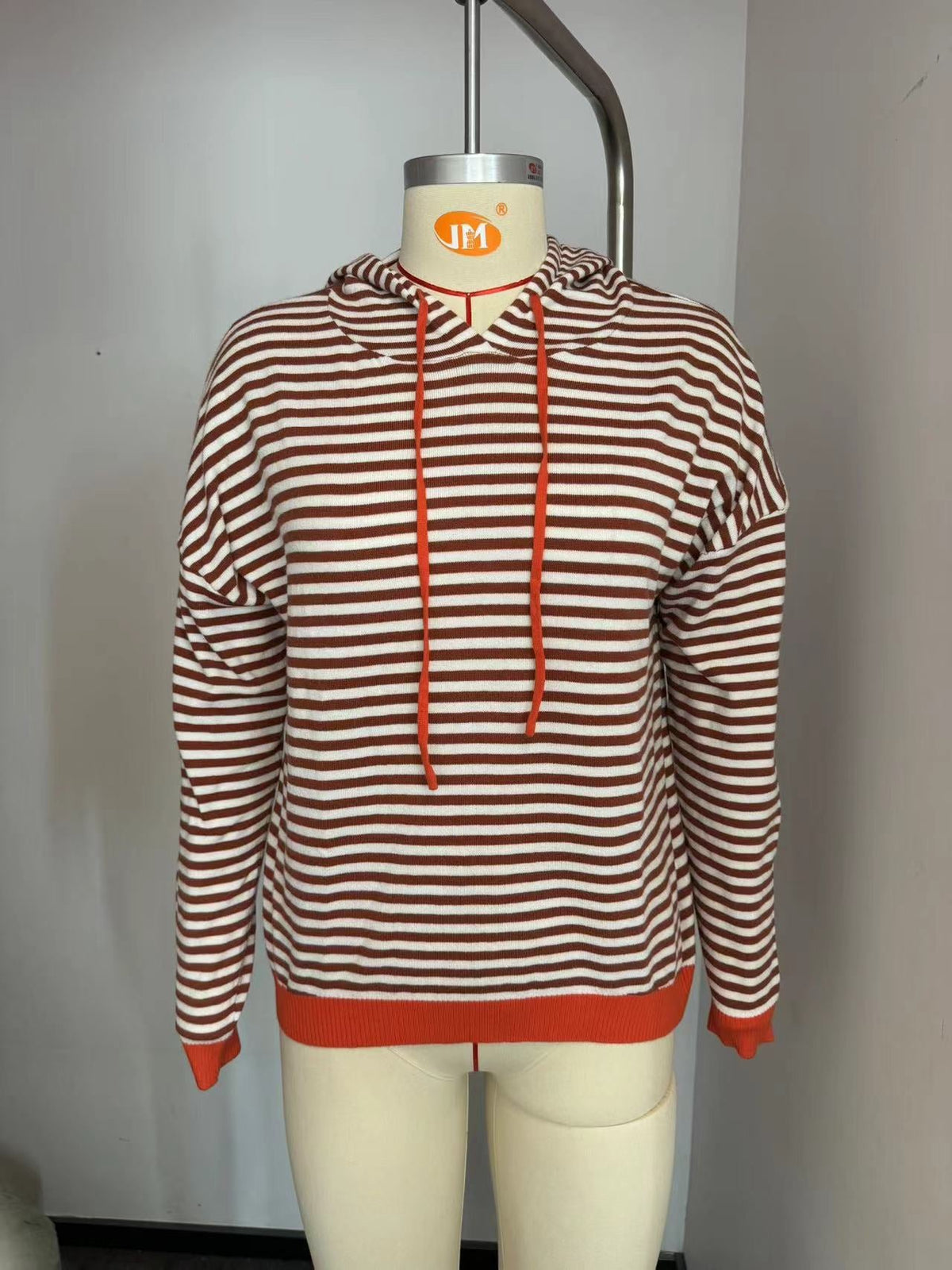 Elarova | Damen gestreifter Hoodie mit lässigem Schnitt und kontrastierenden Details