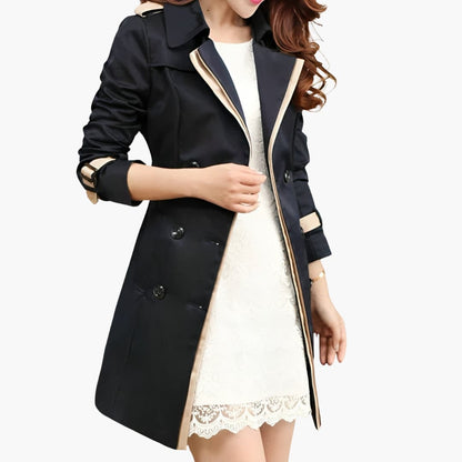 Elarova | Damen klassischer Trenchcoat mit Gürtel
