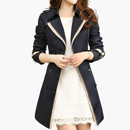 Elarova | Damen klassischer Trenchcoat mit Gürtel