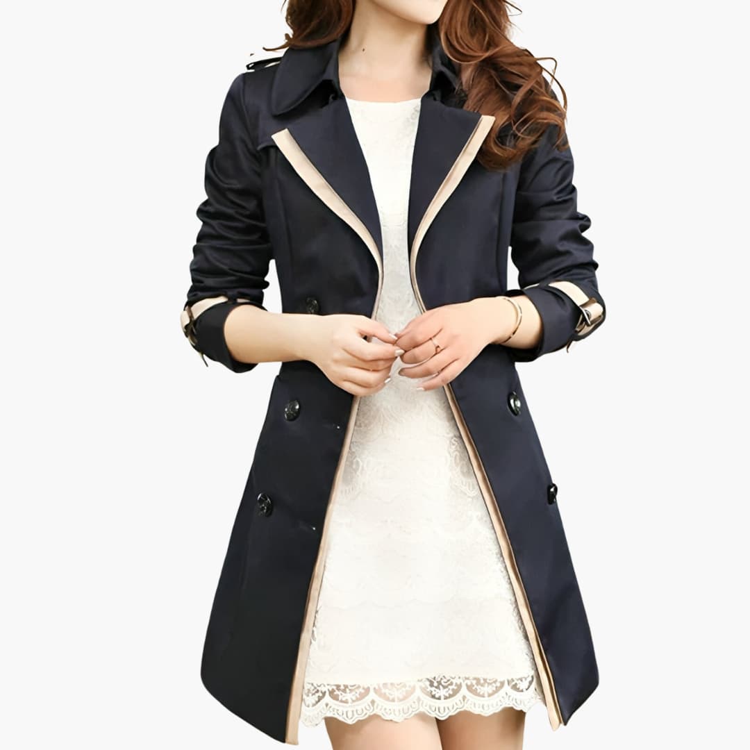 Elarova | Damen klassischer Trenchcoat mit Gürtel