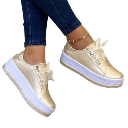 Elarova | Damen komfortable PlateauSneaker mit elegantem MetallicObermaterial