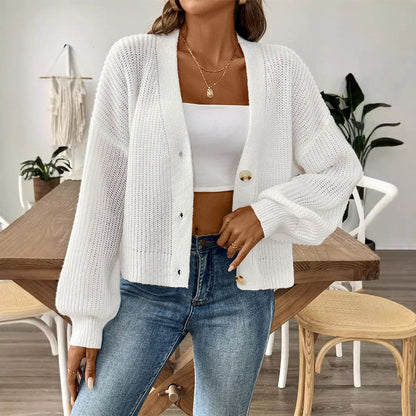Elarova | Damen lässige Strickjacke mit eleganter Knopfleiste und weitem Schnitt