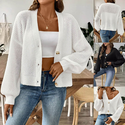 Elarova | Damen lässige Strickjacke mit eleganter Knopfleiste und weitem Schnitt