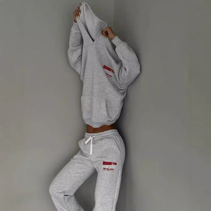Elarova | Damen lässiger FleeceHoodie und Jogginghose Set mit praktischem Kordelzug und hochwertiger Baumwollmischung