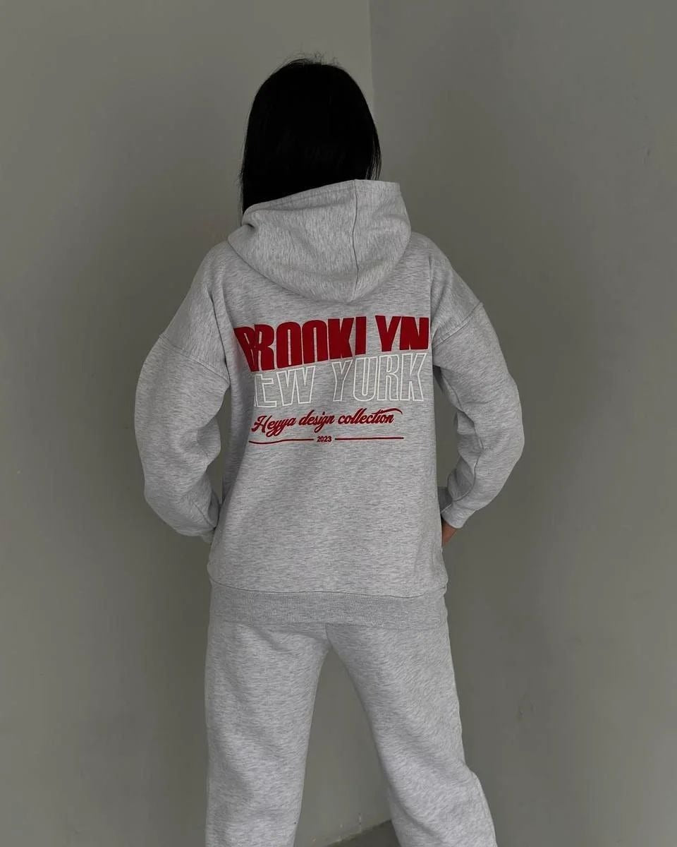 Elarova | Damen lässiger FleeceHoodie und Jogginghose Set mit praktischem Kordelzug und hochwertiger Baumwollmischung