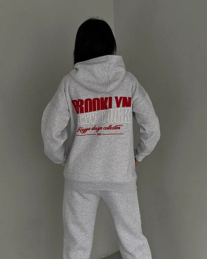 Elarova | Damen lässiger FleeceHoodie und Jogginghose Set mit praktischem Kordelzug und hochwertiger Baumwollmischung