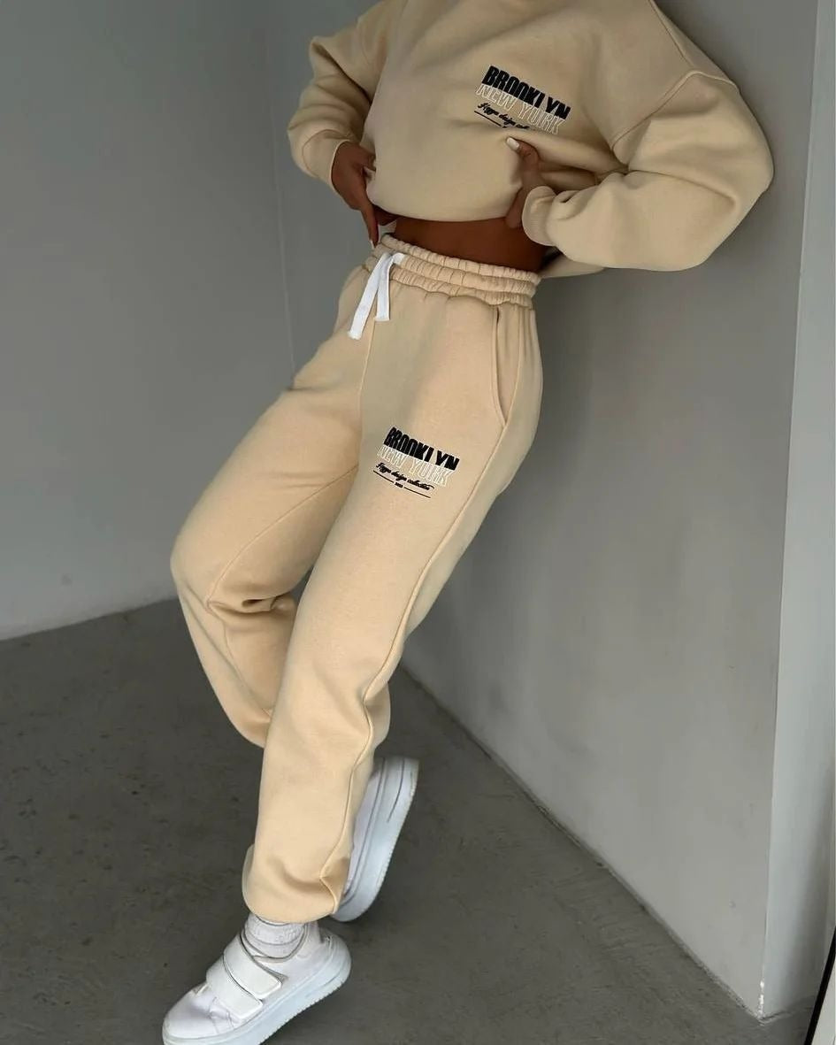 Elarova | Damen lässiger FleeceHoodie und Jogginghose Set mit praktischem Kordelzug und hochwertiger Baumwollmischung