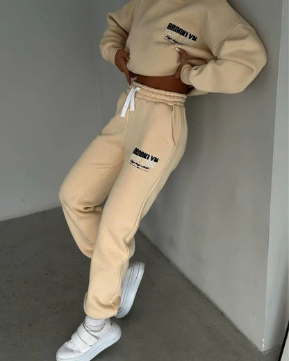 Elarova | Damen lässiger FleeceHoodie und Jogginghose Set mit praktischem Kordelzug und hochwertiger Baumwollmischung