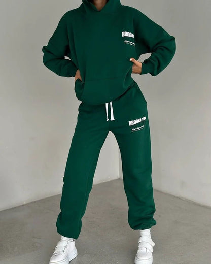 Elarova | Damen lässiger FleeceHoodie und Jogginghose Set mit praktischem Kordelzug und hochwertiger Baumwollmischung