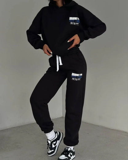 Elarova | Damen lässiger FleeceHoodie und Jogginghose Set mit praktischem Kordelzug und hochwertiger Baumwollmischung