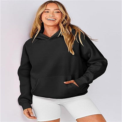 Elarova | Damen lässiger Kapuzenpullover mit hohem Kragen und praktischen Taschen