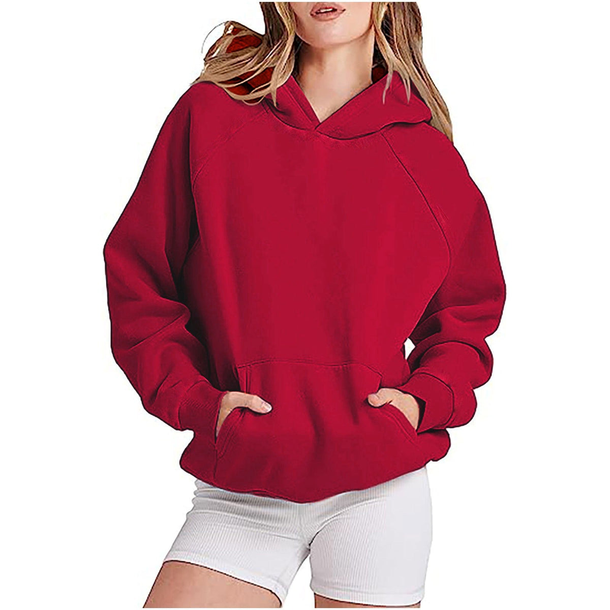 Elarova | Damen lässiger Kapuzenpullover mit hohem Kragen und praktischen Taschen