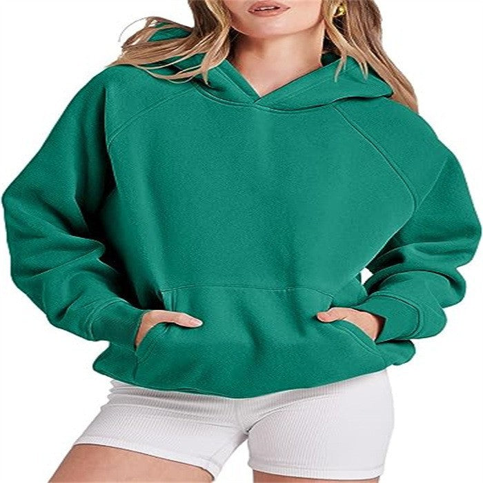 Elarova | Damen lässiger Kapuzenpullover mit hohem Kragen und praktischen Taschen