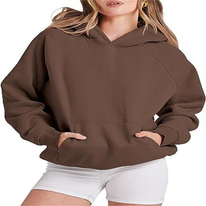 Elarova | Damen lässiger Kapuzenpullover mit hohem Kragen und praktischen Taschen
