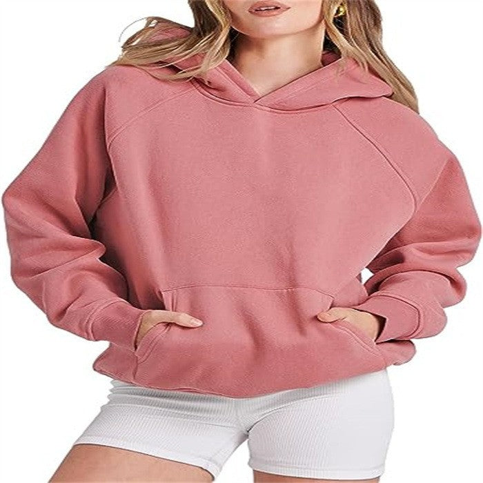 Elarova | Damen lässiger Kapuzenpullover mit hohem Kragen und praktischen Taschen