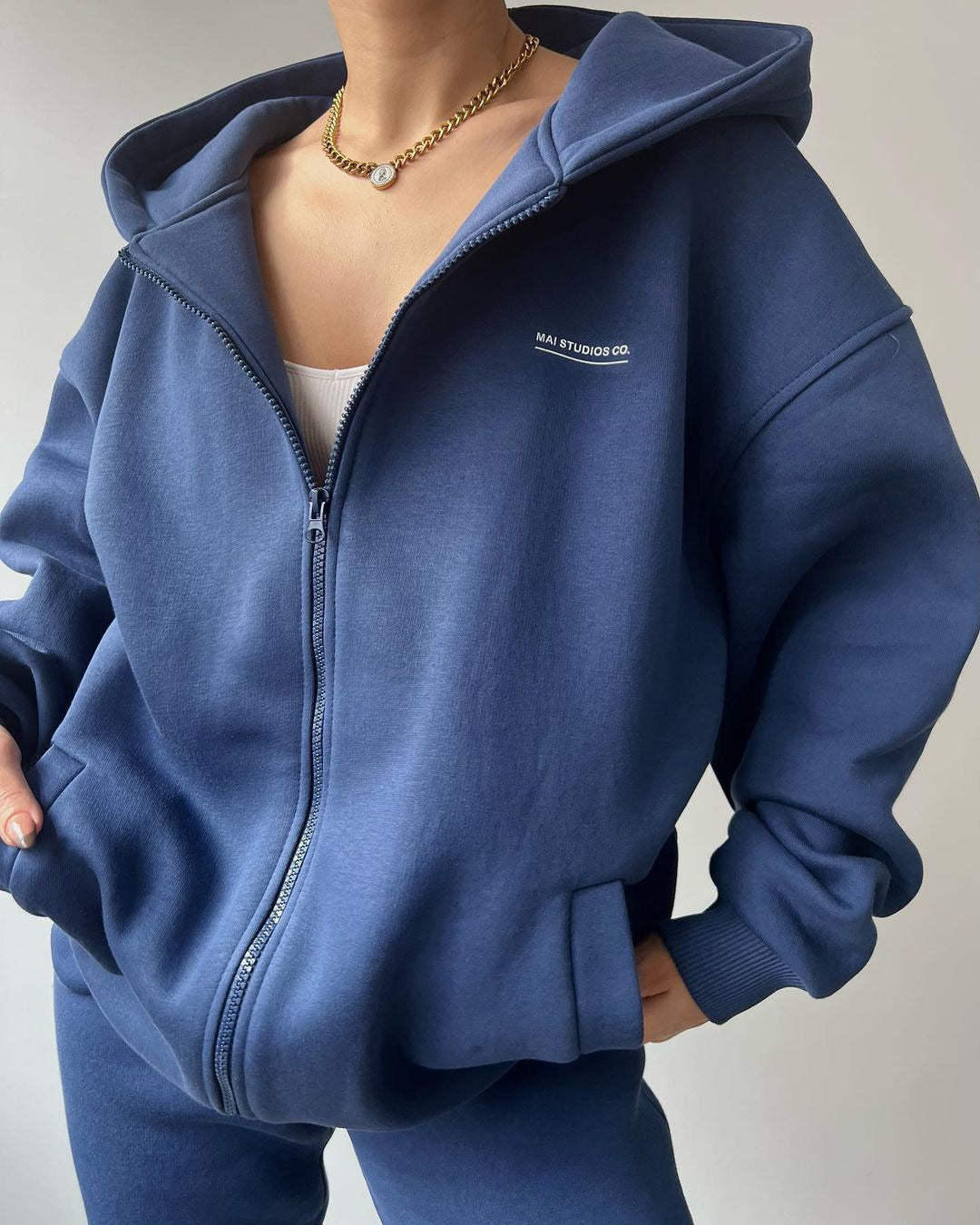 Elarova | Damen lässiger Oversized Hoodie mit durchgehendem Reißverschluss und praktischen Kängurutaschen