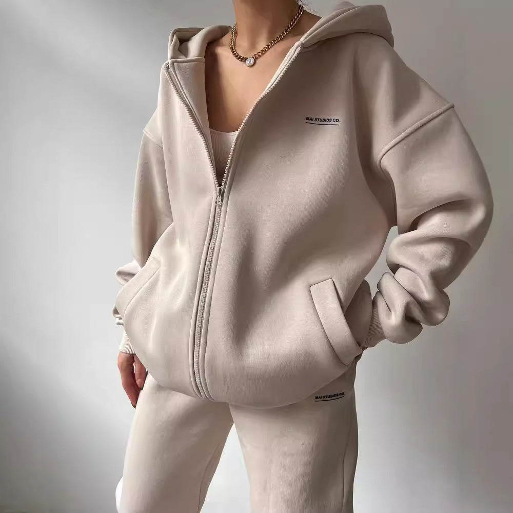 Elarova | Damen lässiger Oversized Hoodie mit durchgehendem Reißverschluss und praktischen Kängurutaschen