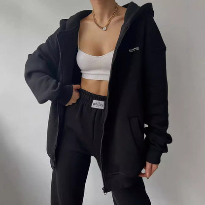 Elarova | Damen lässiger Oversized Hoodie mit durchgehendem Reißverschluss und praktischen Kängurutaschen