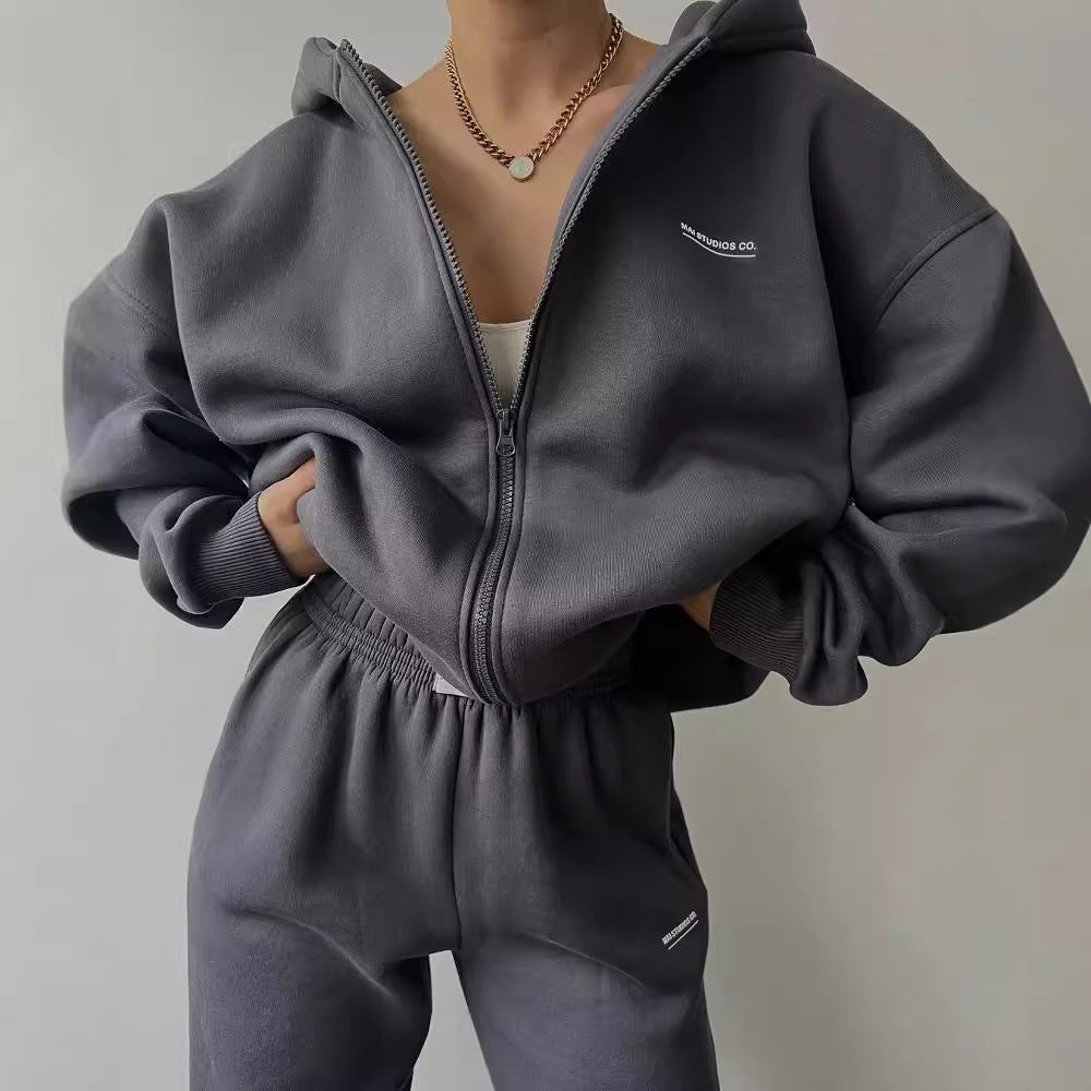 Elarova | Damen lässiger Oversized Hoodie mit durchgehendem Reißverschluss und praktischen Kängurutaschen